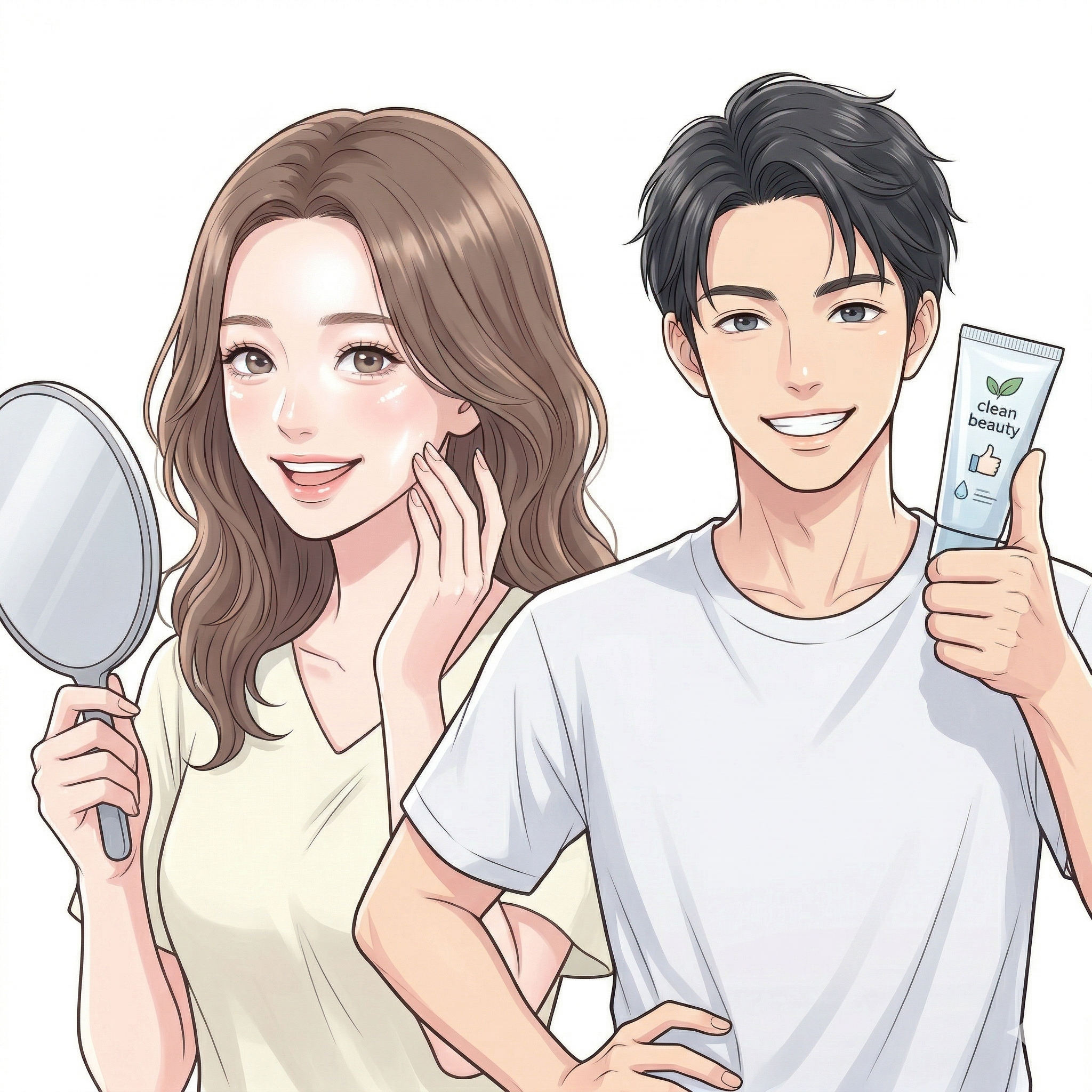男女がにっこりしているイラスト